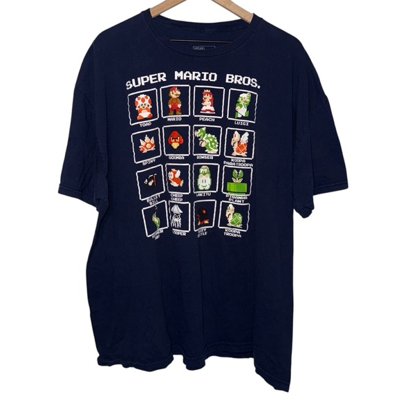 Super Mario Bros Navy Graphic Men’s Tee Cotton T-Shirt - Picture 1 of 4